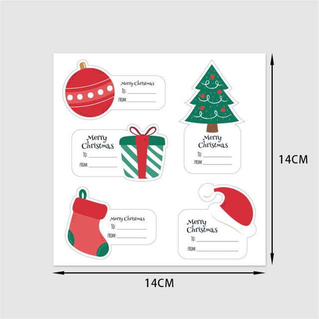 50Pcs Merry Christmas Gift Name Tags Christmas tree Hat Sticker Labels For  Gift Box Decorative Wrapping